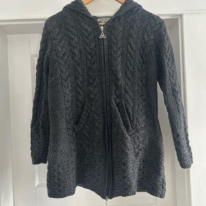 Aran Crafts Charcoal Cable Knit Cardigan